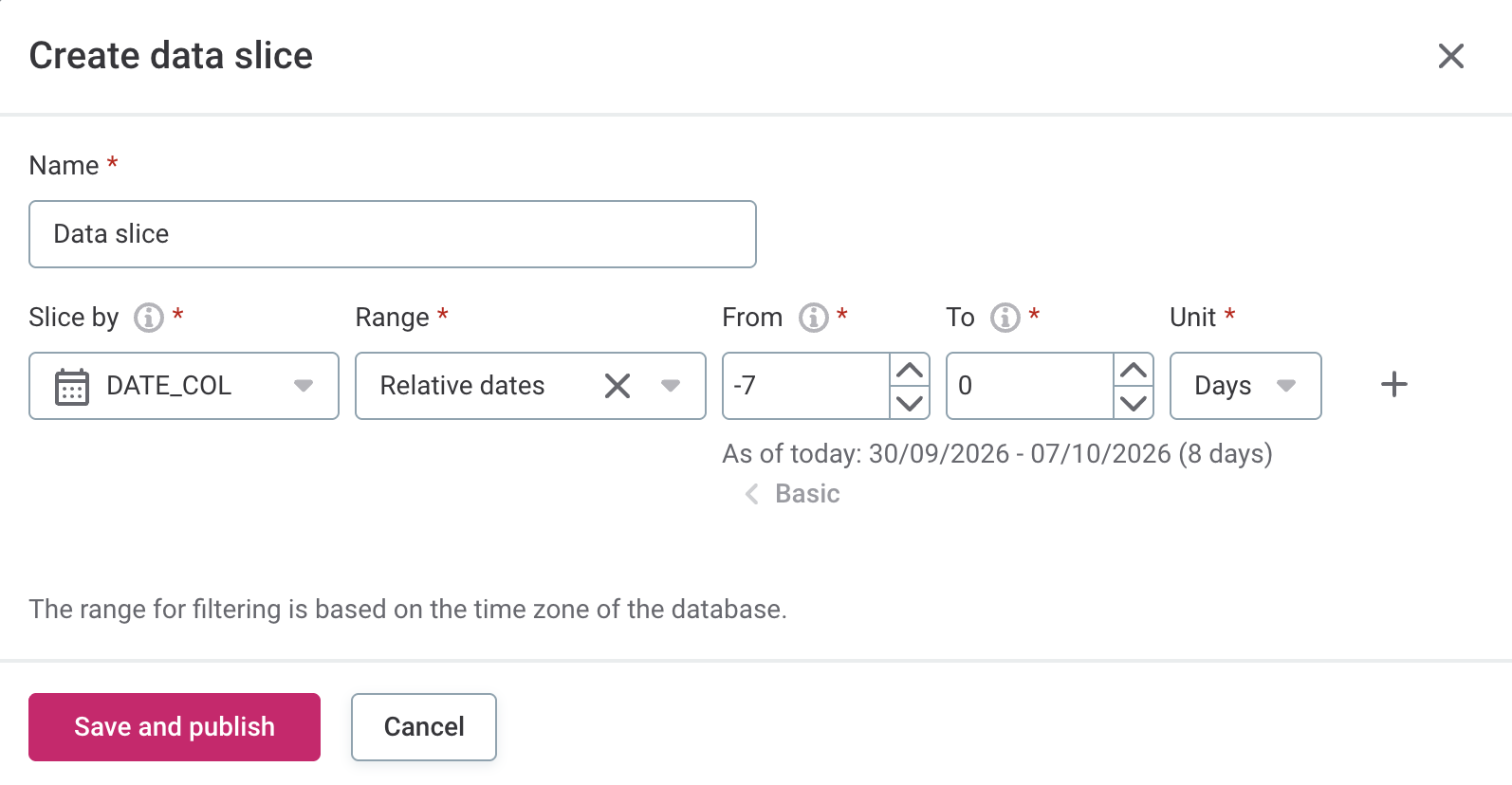 Relative dates in the advanced editor