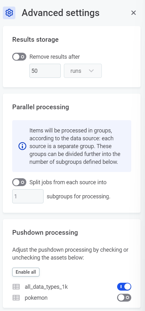 Disable pushdown for monitoring projects