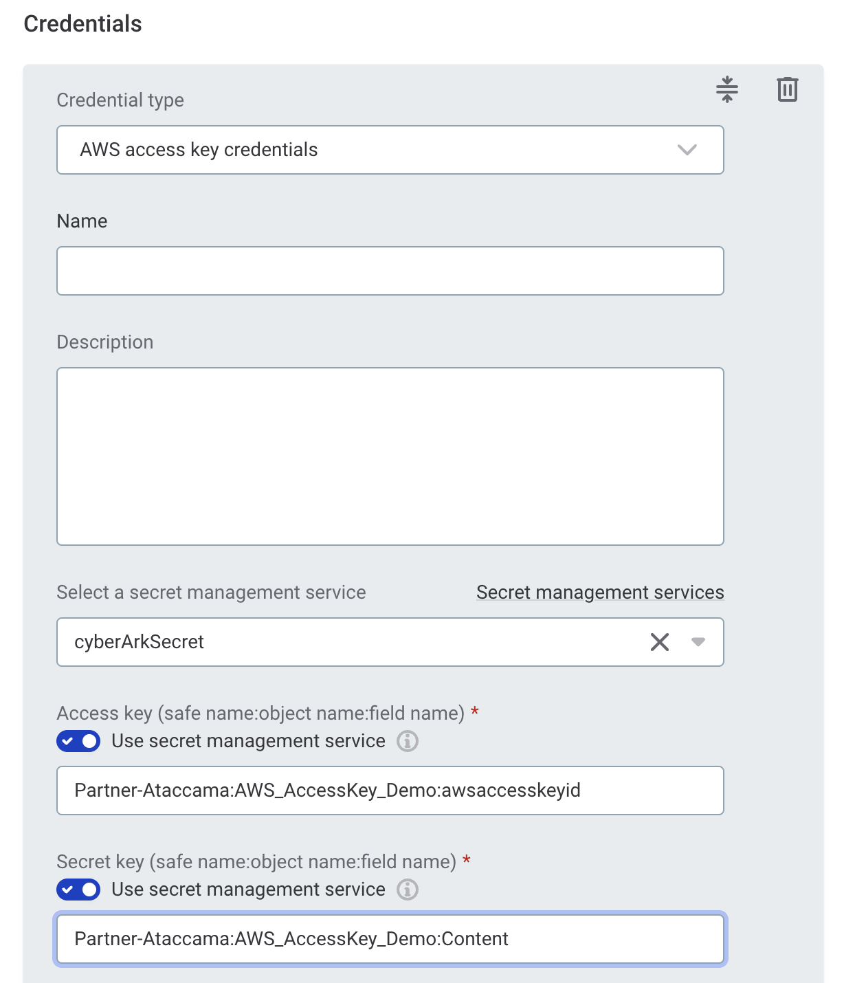 Configure AWS access key credentials with CyberArk