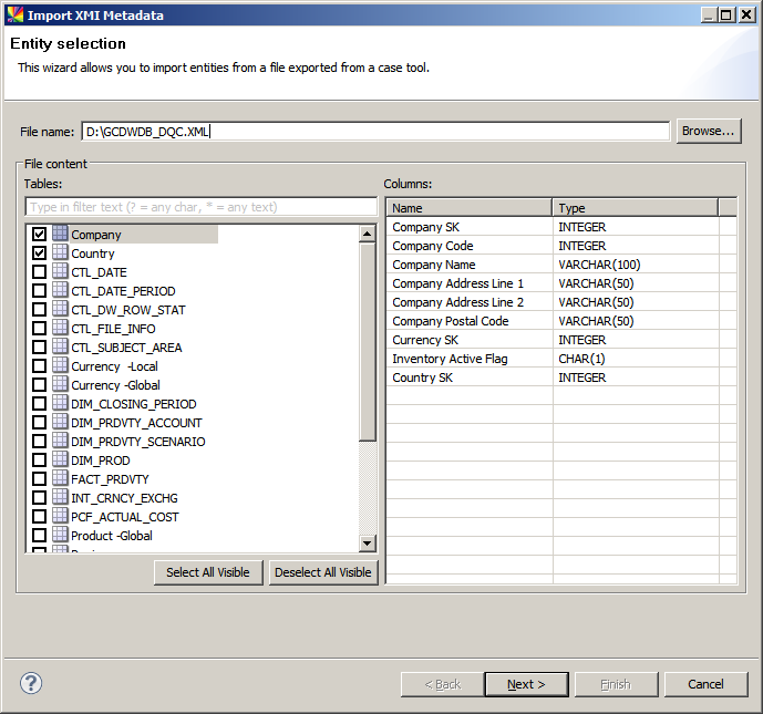 Create the RDM data model from a modeling tool