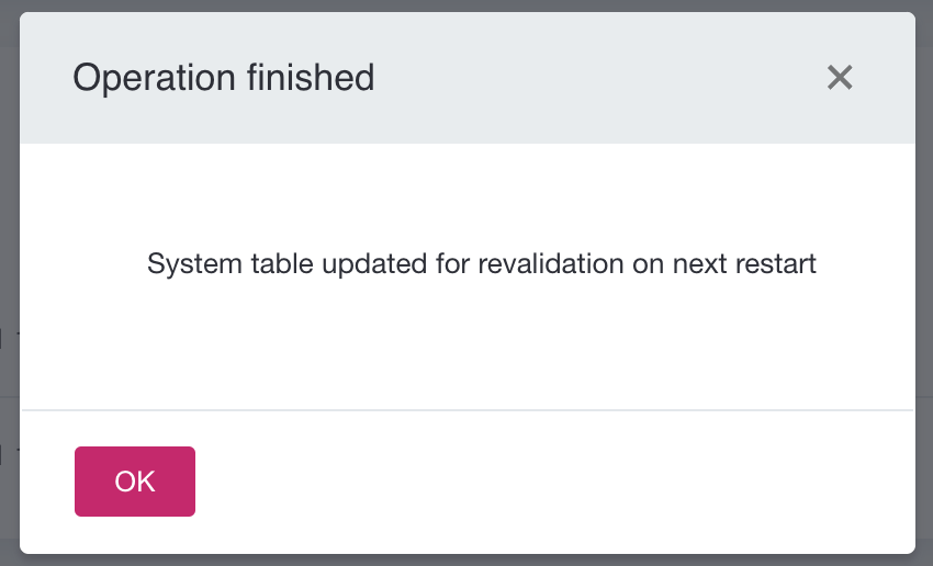 Revalidation request confirmation window