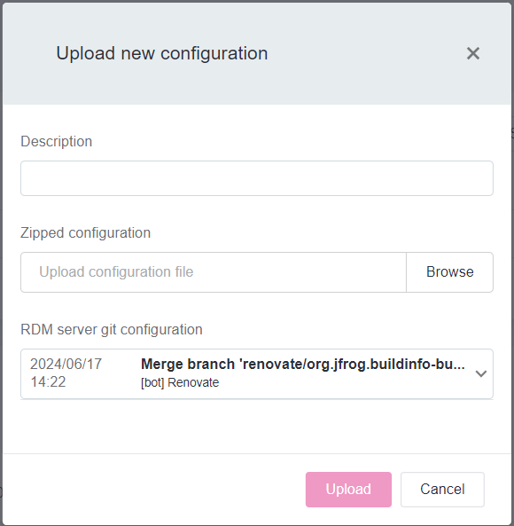 rdm admin console configuration upload configuration