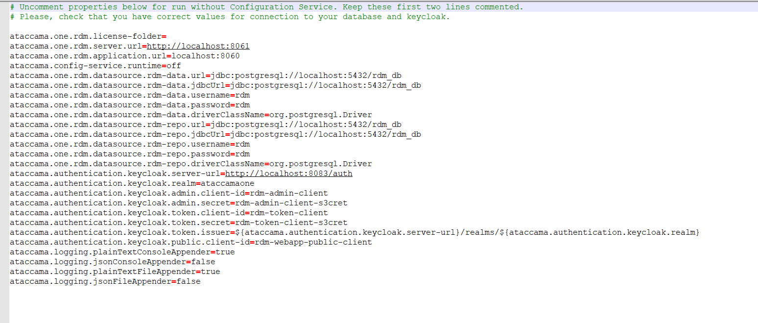 RDM application properties