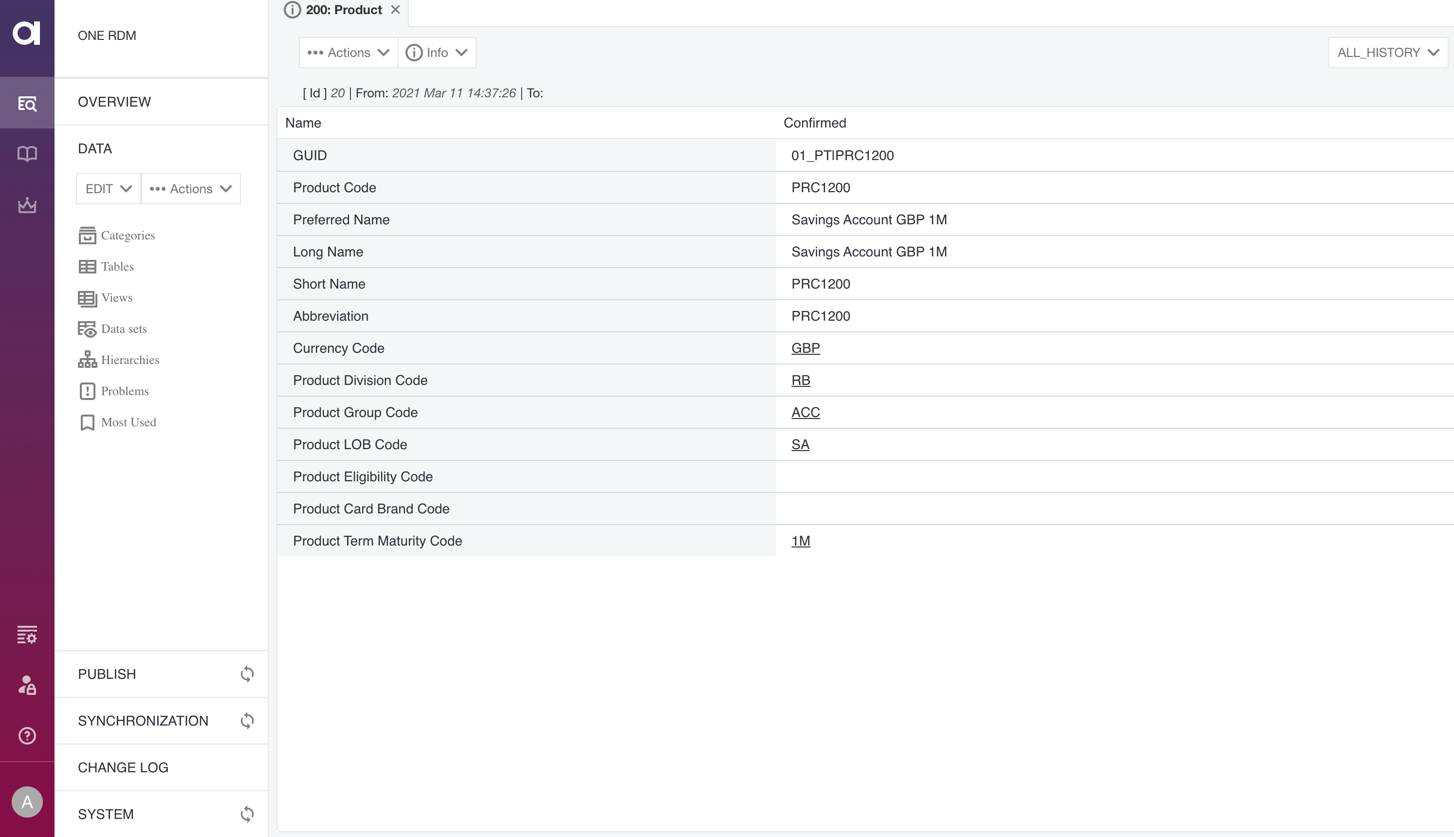 Record detail in RDM web application