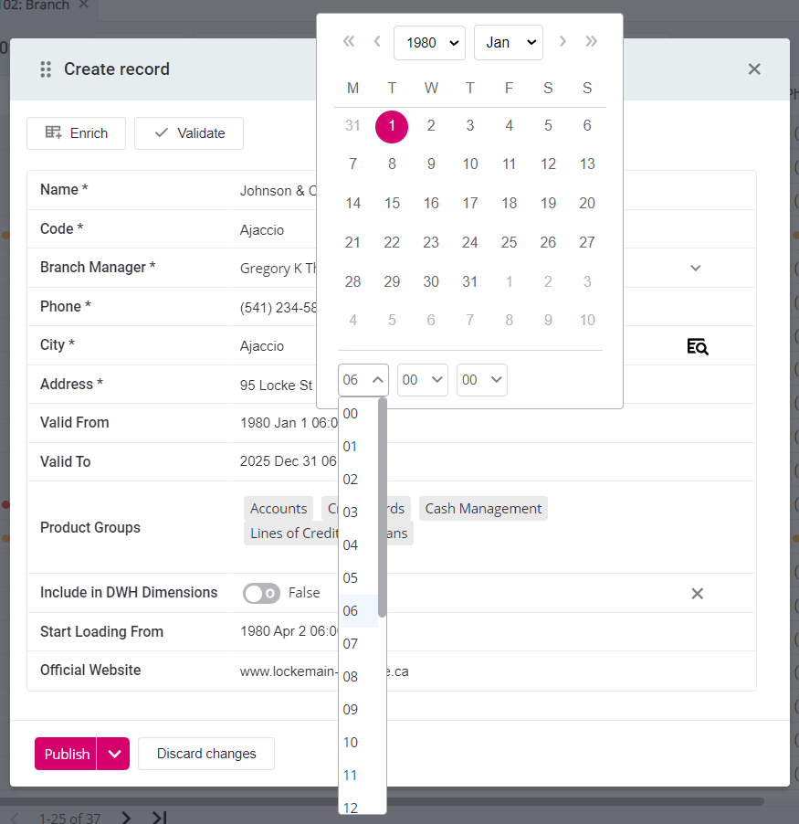 Datetime attribute example