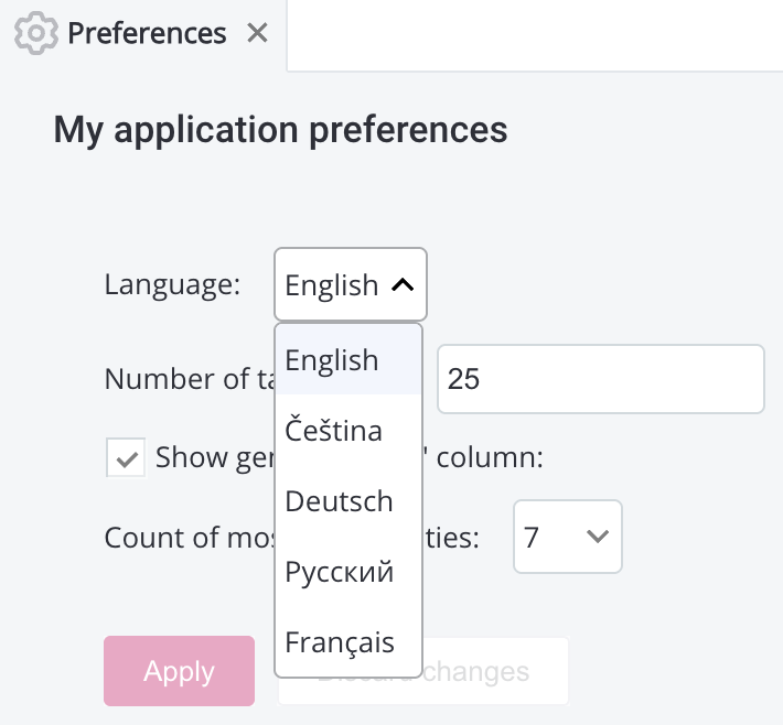 Select language