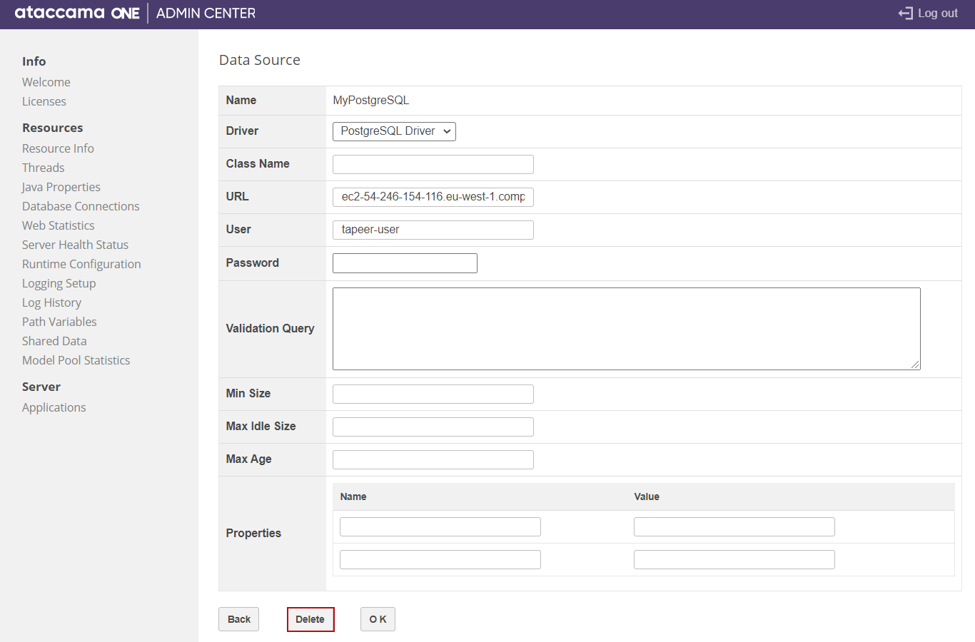 Runtime Configuration in Admin Center - edit data source