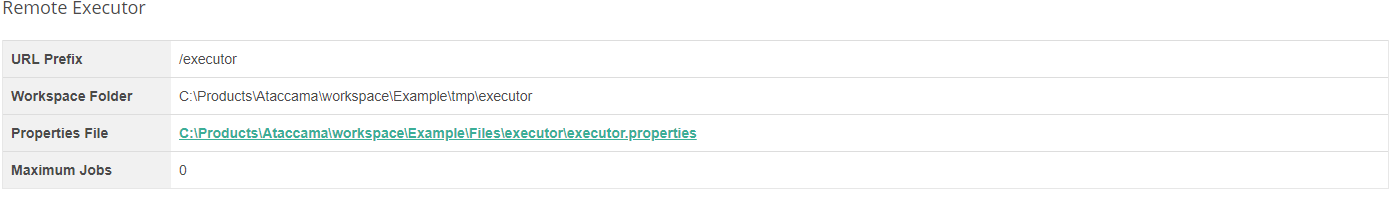 remote executor web page executor properties