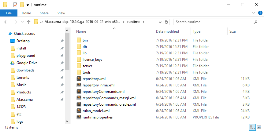 Ataccama HOME runtime folder