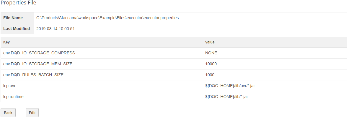 remote executor web page properties file