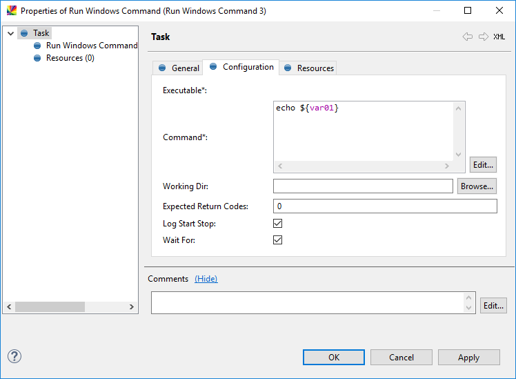 Variables in semi-expression task properties