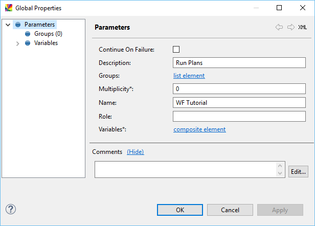 Global workflow properties