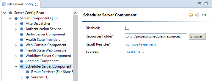 Scheduler component configuration