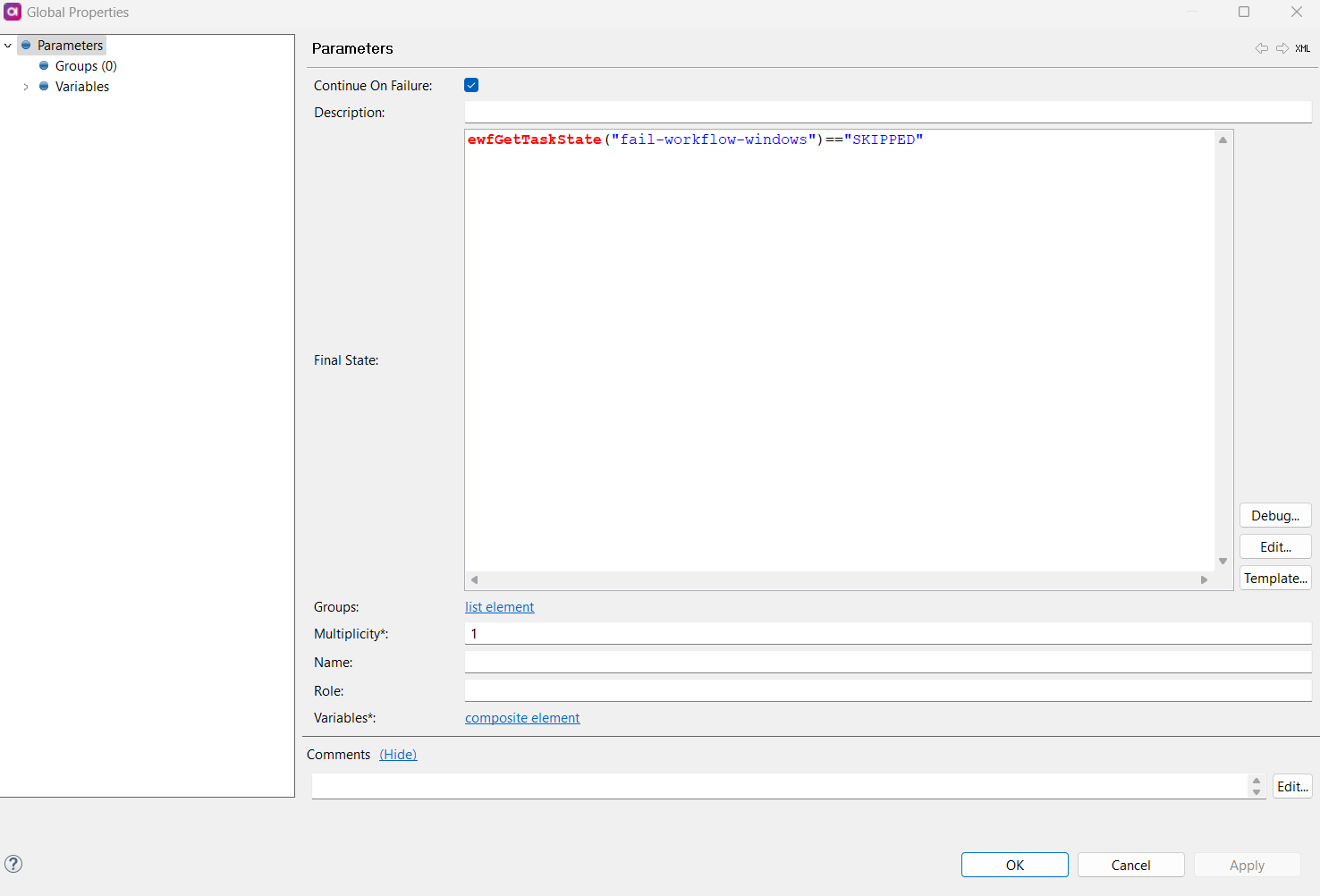 Global workflow properties