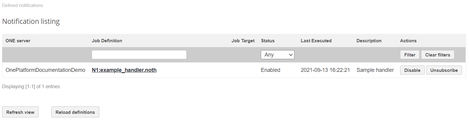 Notification handler screen
