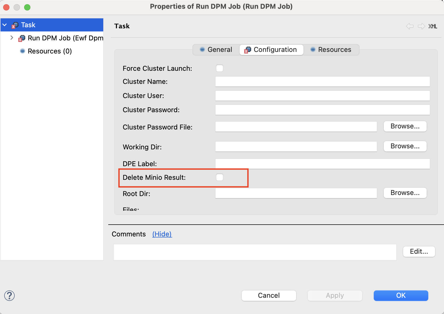 Delete run results from MinIO