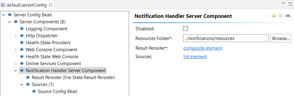 Notification Handler component configuration