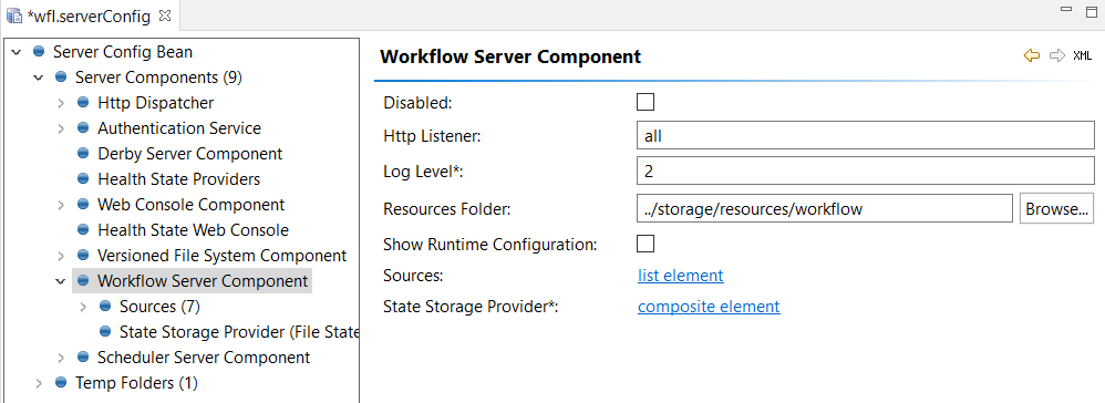 Workflow component configuration