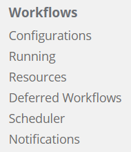 Workflows section in the Navigation Panel